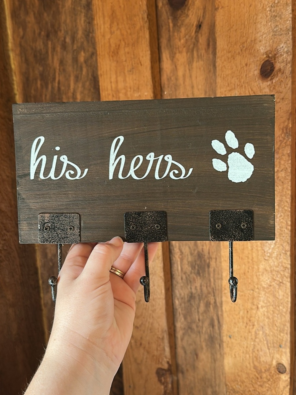Hobby Lobby Brown Wood "His Hers" Wall Hook Rack
